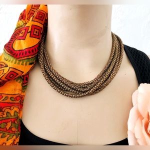 Torsade Multi Chain Necklace Copper Tones